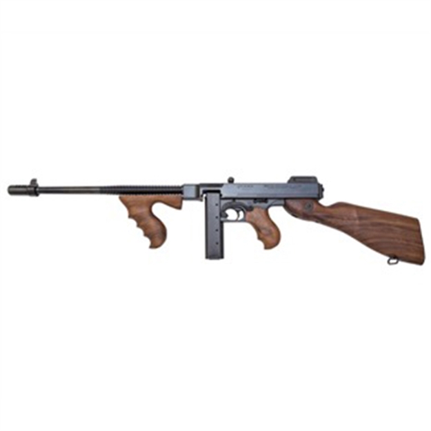 Picture of  Thompson T114 1927A-1 Deluxe 45 Acp Caliber With 16.50" Barrel, 20+1 Capacity (Stick), Blued Metal Finish, American Walnut Stock Wood Grip Fixed Compensator Right Hand 602686441001