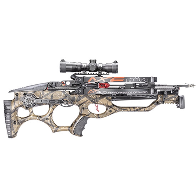 Picture of  Axe Crossbows Ax40001 Ax405 Package Black W/Camo Stock Draw Weight 3.70 Lbs 27.75"- 32" Long Includes Bolts/Scope