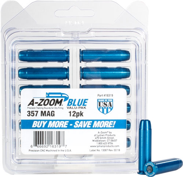 Picture of  A-Zoom 16319 Revolver Blue Snap Caps 357Mag 12Pack 666692163197