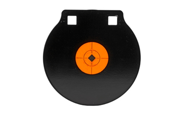 Picture of  Birchwood Casey 47608 World OF Targets Double Hole 6" Black/Orange Ar500 Steel Circle W/Crosshair & Diamond Hanging 029057476088