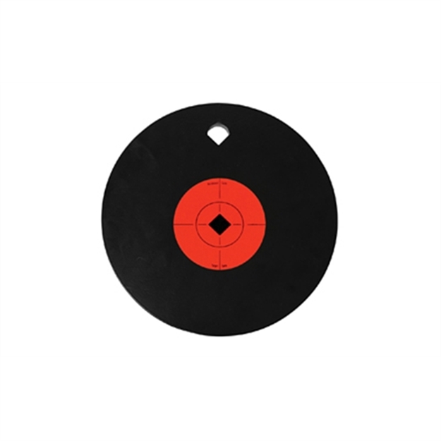 Picture of  Birchwood Casey 47603 World OF Targets Single Hole 8" Pistol/Rifle Black/Orange Ar500 Steel Circle W/Crosshair & Diamond 0.38" Thick Hanging 029057476033