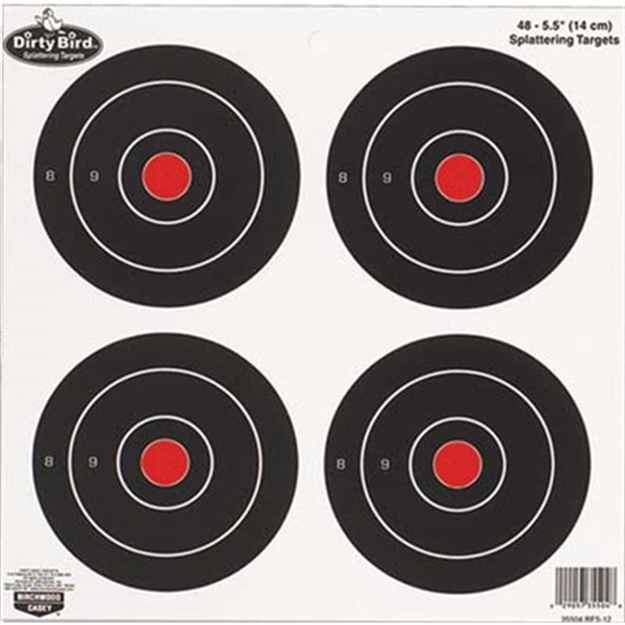 Picture of  Birchwood Casey 35504 Dirty Bird  5.50" Bullseye Tagboard Hanging Black/White 12 PK