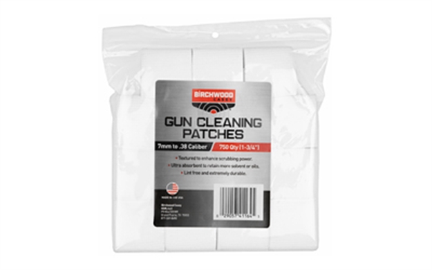 Picture of  Birchwood Casey 41164 Gun Cleaning Patches 7Mm-.38 Cal Cotton 1.75" 750 Per Pkg