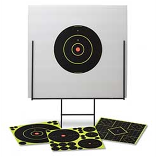 Picture of  Birchwood Casey 46101 Shoot-N-C Portable Range Kit Self-Adhesive Bullseye Includes Plastic Backboard/Steel Frame/Targets 029057461015
