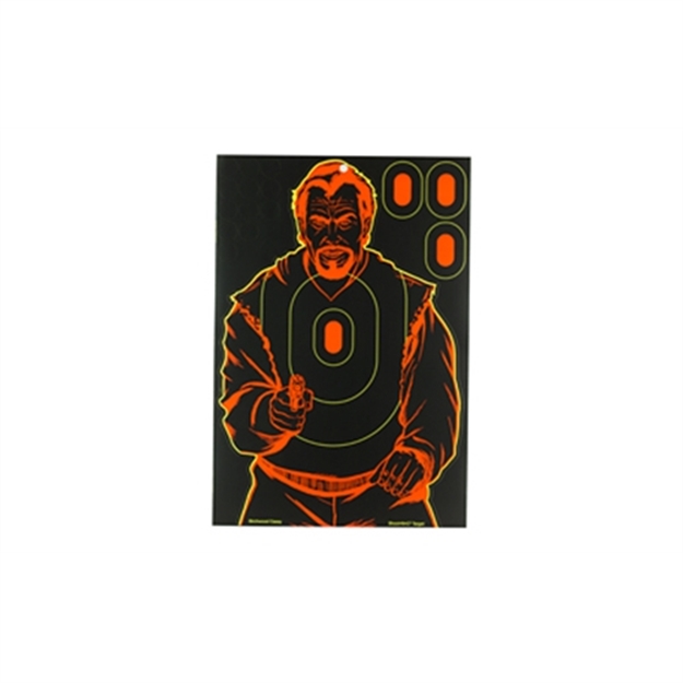 Picture of  Birchwood Casey 34645 Shoot-N-C Reactive Target Self-Adhesive Paper Handgun Black/Red Silhouette Includes Pasters 5 Pack 029057346459
