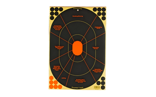 Picture of  Birchwood Casey 34655 Shoot-N-C Reactive Target Self-Adhesive Paper Handgun Multi Color Silhouette Includes Pasters 5 Pack 029057346558