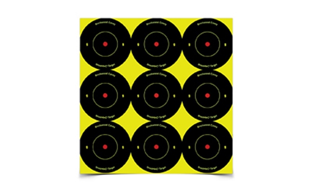 Picture of  Birchwood Casey 34210 Shoot-N-C  Self-Adhesive Paper Air Rifle/Rifle Black/Yellow 9- 2" Bullseye Includes Pasters 12 PK