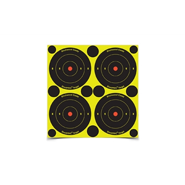 Picture of  Birchwood Casey 34315 Shoot-N-C Reactive Target Self-Adhesive Paper Black/Yellow 3" Bullseye 12 Pack 029057343151