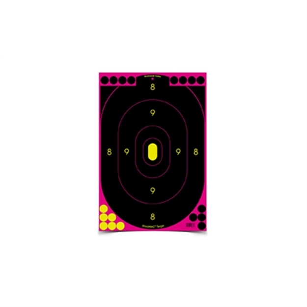 Picture of  Birchwood Casey 34635 Shoot-N-C Reactive Target Oval Adhesive Paper 12" X 18" Black/Pink 5 Pack 029057346350