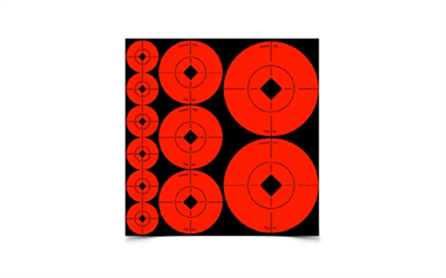 Picture of  Birchwood Casey 33928 Target Spots  Self-Adhesive Paper Black/Orange Bullseye 60 Pack