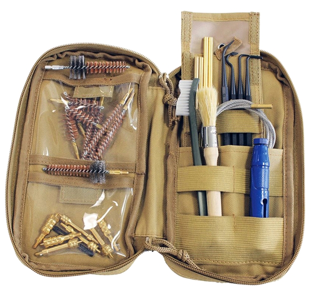 Picture of  Birchwood Casey 41651 Range Cleaning Kit Handgun/Rifle 29 Pieces Tan 029057416510
