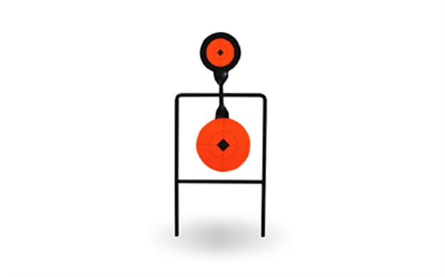 Picture of  Birchwood Casey 46344 World OF Targets Super Double Mag Spinner 4.50"/6" Handgun Black/Orange Steel Circle W/Crosshair & Diamond 0.37" Thick Standing 029057463446