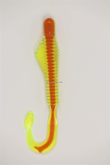 Picture of B-Fish-N Authentx Moxie Curltail Swimbait, 4", 8 Pk, Chartreuse/Orange Core