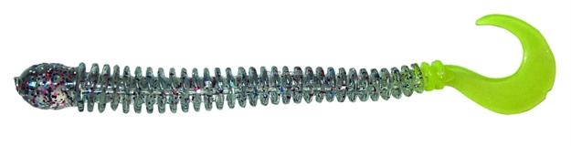 Picture of B-Fish-N Authentx Ringworm, 4", 12 Pk, Firecracker/Chartreuse Tail