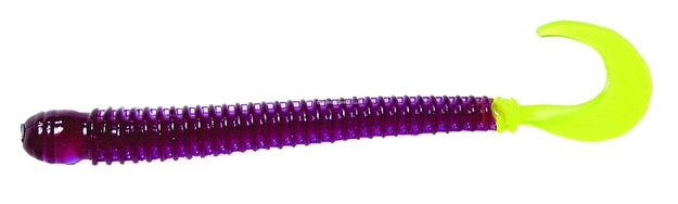 Picture of B-Fish-N Authentx Ringworm, 4", 12 Pk, Purple/Chartreuse Tail