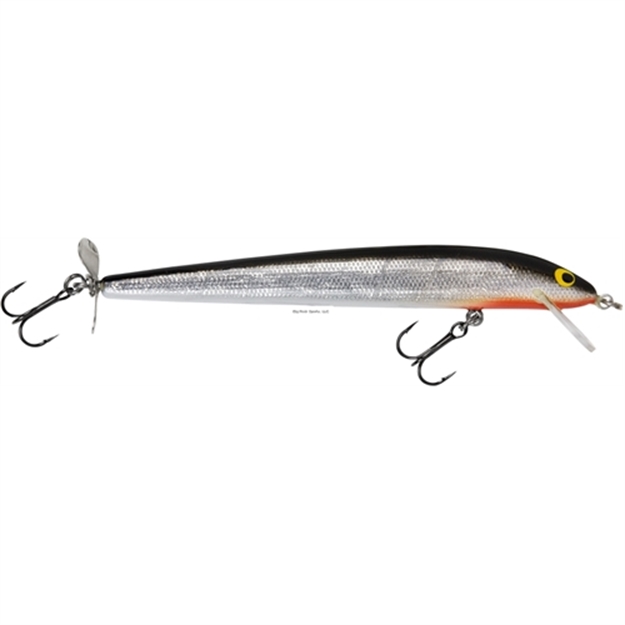 Picture of Bagley Lures Bang-O-Lure Balsa Spin Tail Minnow, 4 1/4", 1/4 Oz, Black Back/Silver Foil