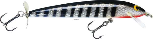 Picture of Bagley Lures Bang-O-Lure Balsa Spin Tail Minnow, 4 1/4", 1/4 Oz, Black Stripes ON Silver Foil