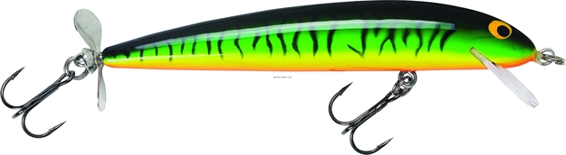 Picture of Bagley Lures Bang-O-Lure Balsa Spin Tail Minnow, 4 1/4", 1/4 Oz, Hot Tiger