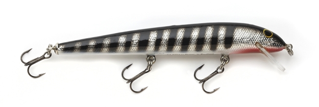 Picture of Bagley Lures Bang-O-Lure Balsa Minnow, 4 1/4", 1/4 Oz, Black Stripes ON Silver Foil
