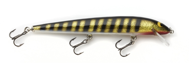 Picture of Bagley Lures Bang-O-Lure Balsa Minnow, 5 1/4", 3/8 Oz, Black Stripes ON Gold Foil