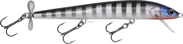 Picture of Bagley Lures Spintail Minnow W/Tail Prop, 5", 3/8 Oz, Black Stripes ON Silver Foil