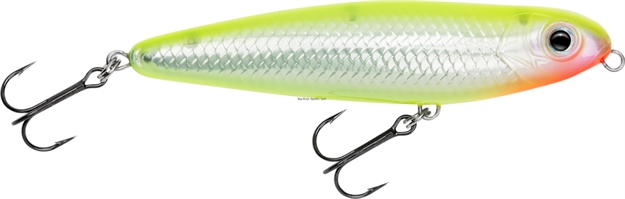 Picture of Bagley Lures Rattlin' Finger Mullet Topwater Lure, 4 1/4", 1/2 Oz, Silver Chartreuse