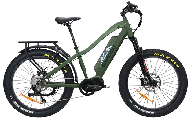 Picture of Bakcou E-Bikes B-M-G-B25 Mule  Matte Army Green 18" W/Stand Over Height OF 29.50" Frame, Shimano Alivio Hill-Climbing 9 Speed Bafang M620 Ultra Motor, 35+ Mph Speed BMGB25 9508599998483