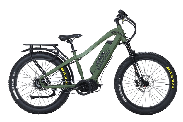 Picture of  Bakcou E-Bikes Bmjmgb25 Mule Jager Matte Army Green 18" W/Stand Over Height OF 29.50" Frame, Rohloff E-14 (500/14) Speed Hub Bafang M620 Ultra Motor, 35+ Mph Speed