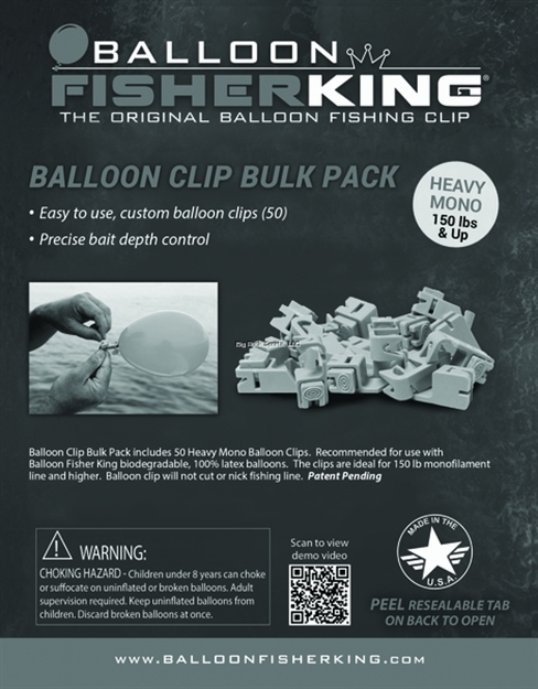 Picture of Balloon Fisher King Balloon Clip Bulk Pack Heavy Mono 50Pk