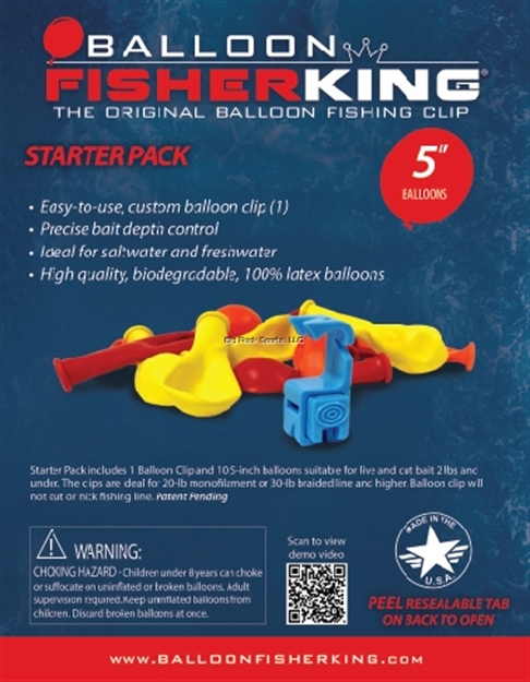 Picture of Balloon Fisher King Starter PK W/Balloon Clip(1) & 5" Balloons 10Ct