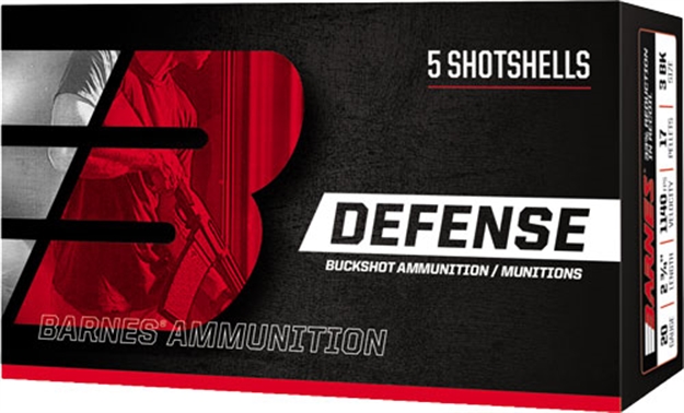 Picture of  Barnes Bullets 32013 Defense  20Gauge 2.75" 17Pellets 3Buck Shot 5 Per Box/20 Case 716876201709