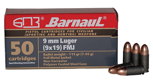 Picture of Barnaul Ammo - Mks Barnaul 9Mm Luger 115Gr Fmj Stl/P 500/Rd