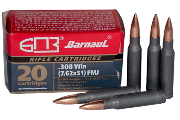 Picture of Barnaul Ammo - Mks Barnaul 308 Win 145Gr Brjkt Fmj ST 500Rd Brn308winbrjktfmj145