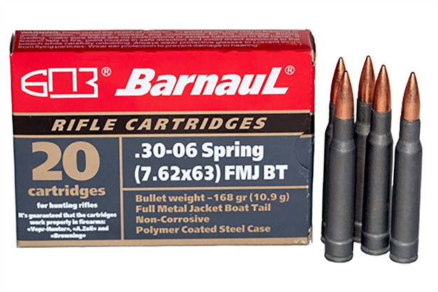 Picture of Barnaul Ammo Brn3006sprbrjktfmj145 Rifle Ammo  30-06 Springfield 145 GR Full Metal Jacket (Fmj) 20 Bx/ 25 CS
