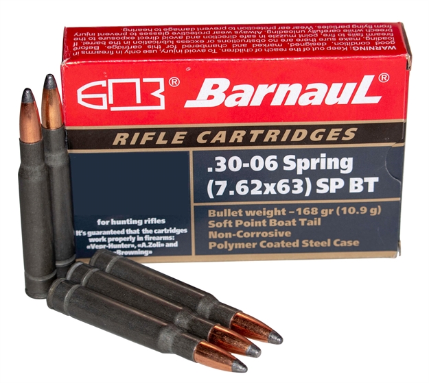 Picture of Barnaul Ammo Brn3006sprspbt168 Rifle  30-06 Springfield 168 GR Soft Point Boat Tail (Btsp) 20 Bx/ 25 CS