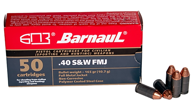 Picture of Barnaul Ammo Brn40swznfmj165ipsc Pistol  40 S&W 165 GR Full Metal Jacket (Fmj) 50 Bx/ 10 CS
