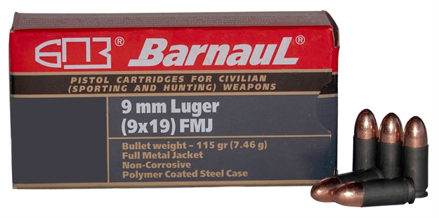 Picture of Barnaul Ammo Brn9mmlugerfmj115 Pistol  9Mm Luger 115 GR Full Metal Jacket (Fmj)