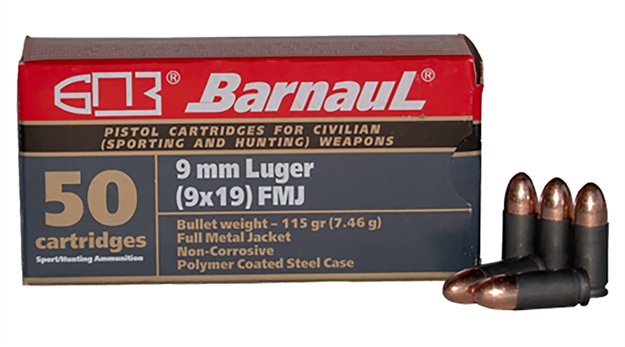 Picture of Barnaul Ammo Brn9mmlugerznfmj148ips Pistol  9Mm Luger 148 GR Full Metal Jacket (Fmj) 50 Bx/ 10 CS