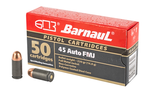 Picture of Barnaul Ammunition Pistol Ammo 45 Auto 230Gr Fmj Steel Polycoated Case BRN45AUTOFMJ230 4607094862642