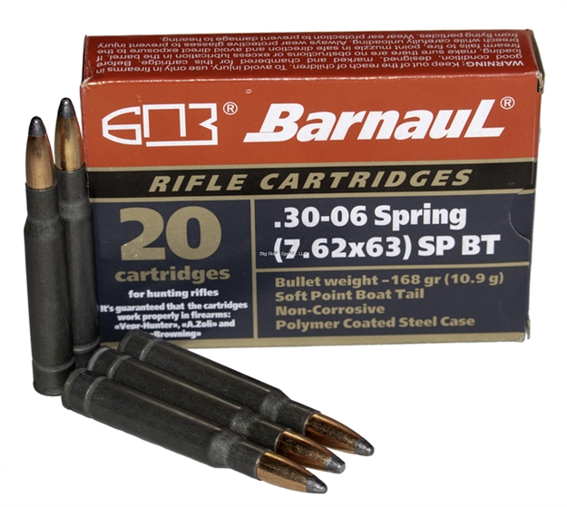 Picture of Barnaul Ammunition Rifle Ammo 30-06 Springfield 168Gr Spbt Steel Polycoated Case