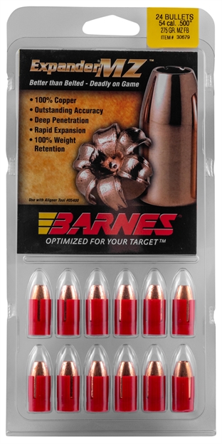 Picture of  Barnes Bullets 30679 Expander MZ Muzzleloader 54 Expandermz Hollow Point 275Gr 24Rd/Box 716876500529