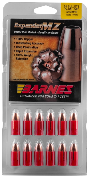Picture of  Barnes Bullets 30680 Expander MZ Muzzleloader 54 Expandermz Hollow Point 325Gr 24Rd/Box 716876500543