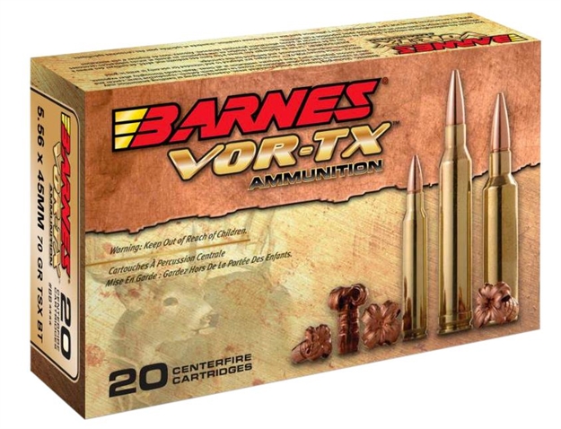 Picture of  Barnes Bullets 31191 Vor-Tx Rifle 5.56X45mmnato 70Gr Tsx Boat Tail 20 Per Box/10 Case 716876150922