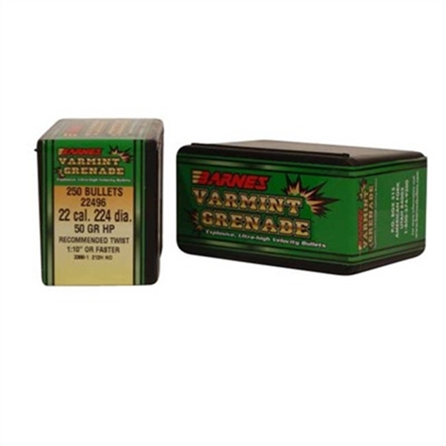 Picture of Varmint Grenade 22 Caliber (0.224'') Flat Base Bullets 30201