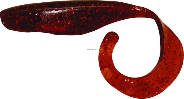 Picture of Bass Assassin Curly Shad Swimbait, 4", Rootbeer/Red Glitter, 10/Pack