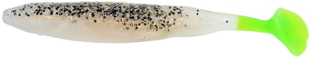 Picture of Bass Assassin Die Dapper Shad Tail Swimbait, 5", Salt & Pepper Silver Phantom/Chartreuse Tail, 7/Pack