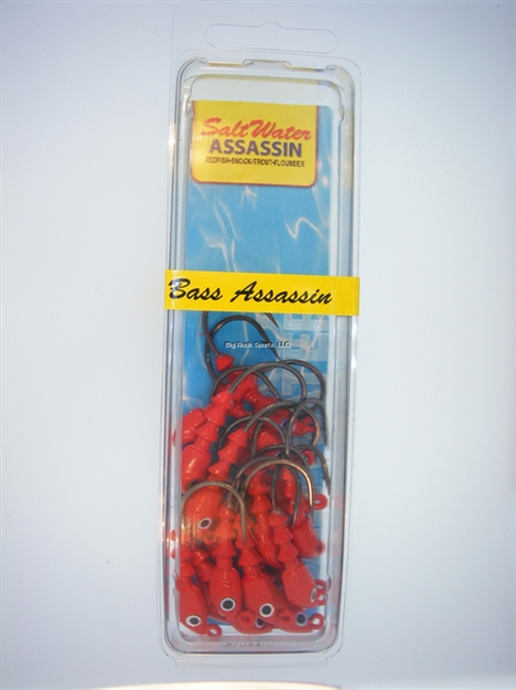 Picture of Bass Assassin JA Series Jighead, 1/16 Oz, 3/0 Hook, Red, 18/Pack