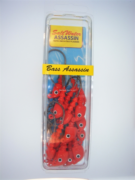 Picture of Bass Assassin JA Series Jighead, 1/4 Oz, 4/0 Hook, Red, 18/Pack
