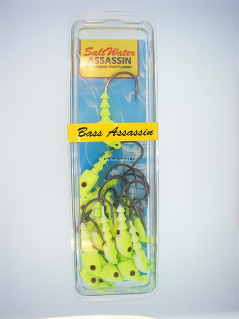 Picture of Bass Assassin JA Series Jighead, 1/8 Oz, 3/0 Hook, Chartreuse Flash, 18/Pack
