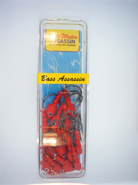 Picture of Bass Assassin JA Series Jighead, 1/8 Oz, 3/0 Hook, Red, 18/Pack